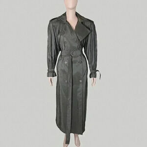 Vintage 80s Black Trench Rain Coat Size 8 Stylish Fall Coats Women's Casual Coat